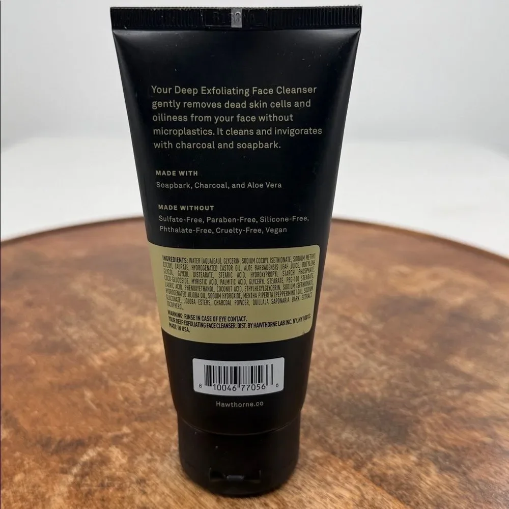 Hawthorne Deep Exfoliating Face Cleanser +Charcoal Soapbark Peppermint 4 fl oz